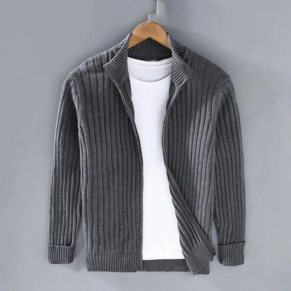 RAVELLO RIBBED ZIP CARDIGAN