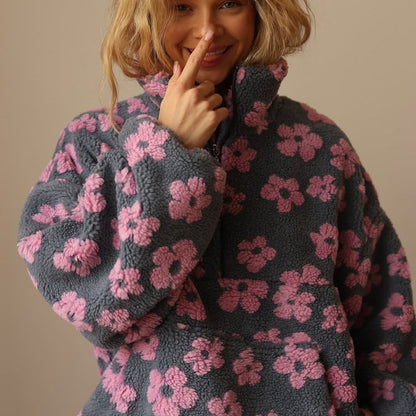 Florena™ | Floral Fleece Half-Zip Jumper