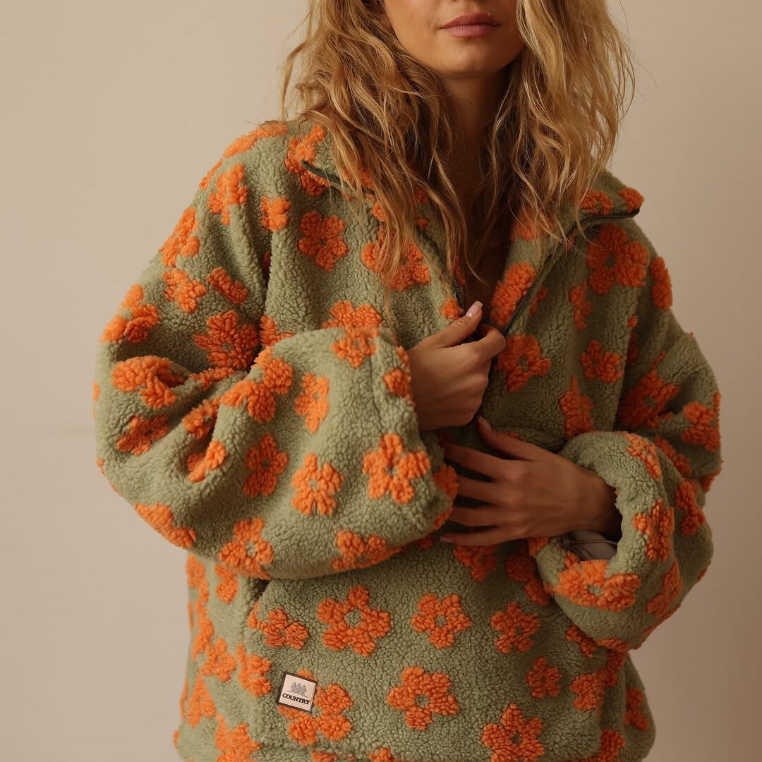 Florena™ | Floral Fleece Half-Zip Jumper