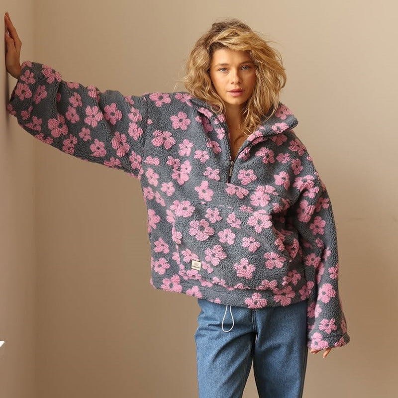 Florena™ | Floral Fleece Half-Zip Jumper